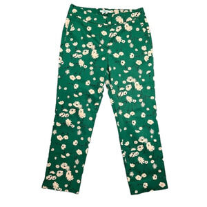 Boden 8 petite high rise green floral trousers